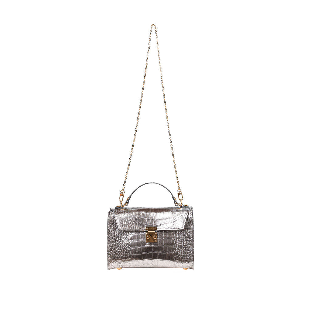 Aya Silver Metallic Crocodile
