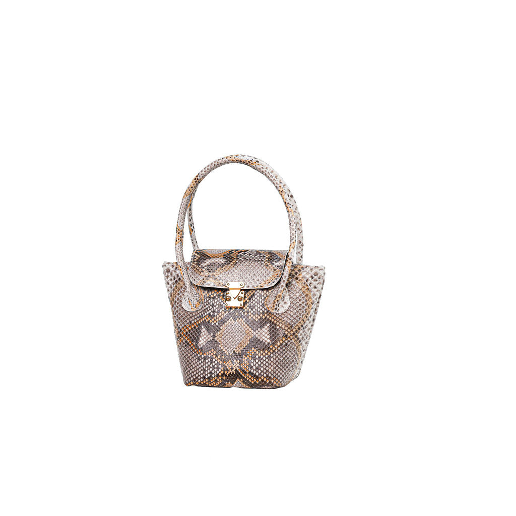 Gold Python Handbags Isabella Grey/Gold Python Handbag – Chic Metallic Python – Arturo Foster
